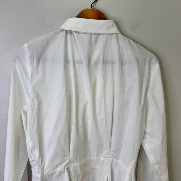 Lauren Ralph Lauren Pleated White Button Down Shirt Size 14 Neutral Minimalist - Picture 6 of 9